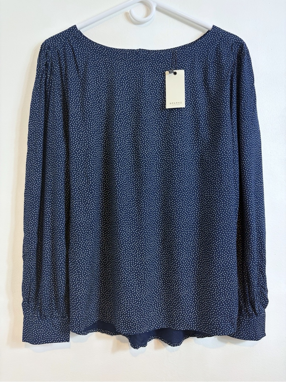 Anthropologie Sparkz Copenhagen Soffi Rockabilly Dotted Navy Long Sleeve Blouse